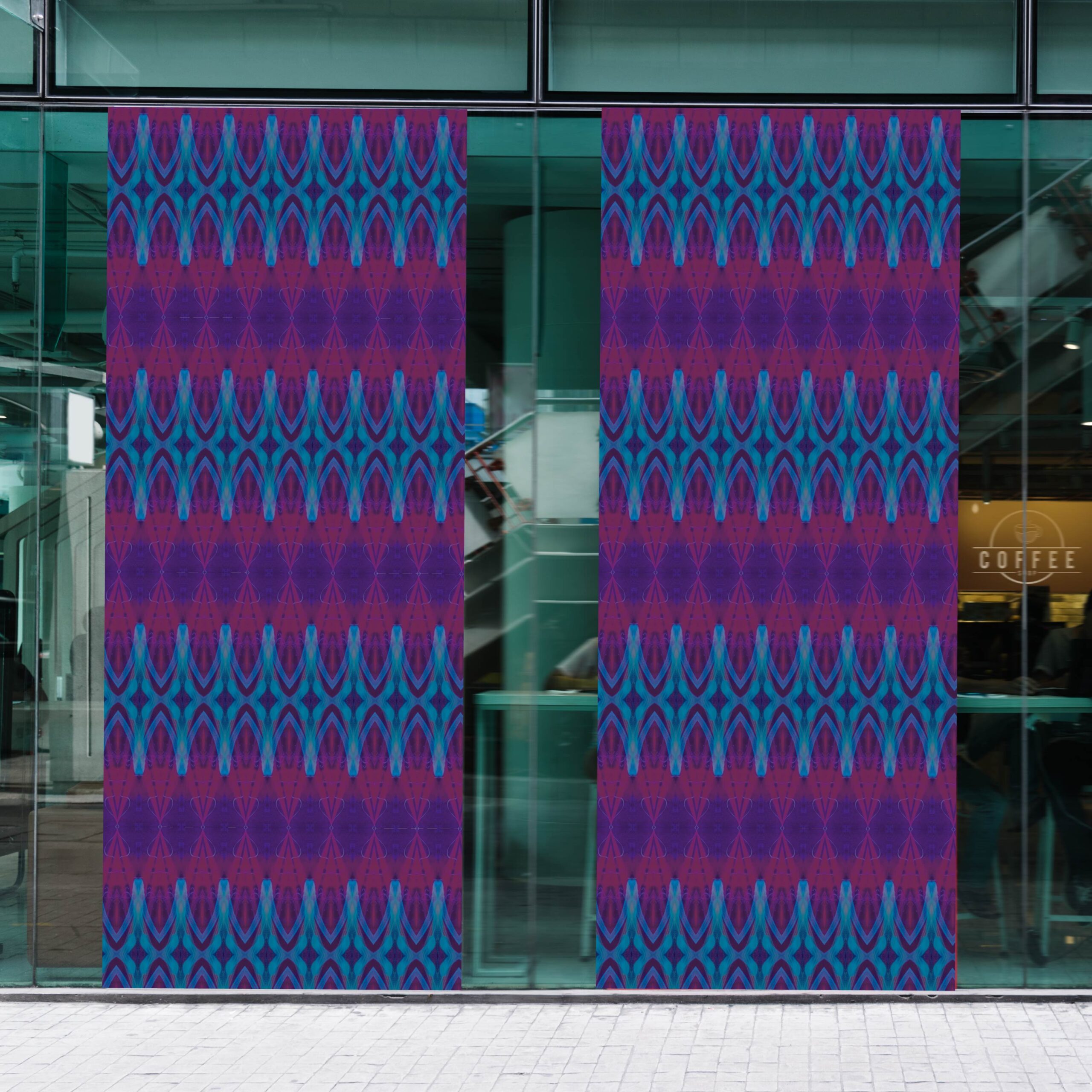 Mulberry, Aubergine and Faded Turquoise Wallpaper | Spray Painted Pattern | Ethereal Peaks - Image 3