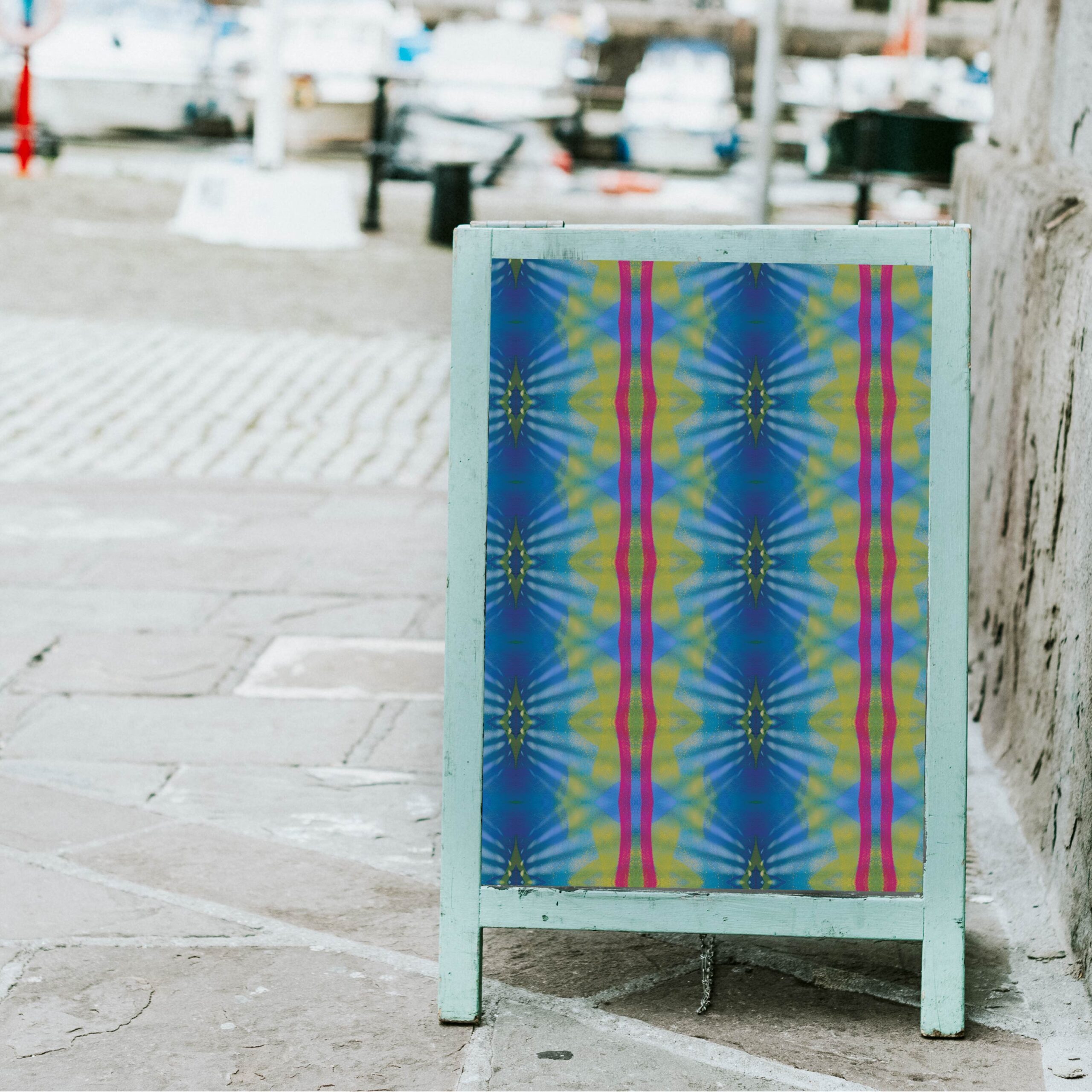 Sapphire Blue, Corn Yellow and Bold Pink Wallpaper | Vertical Stripe | Seeing Stars - Image 3