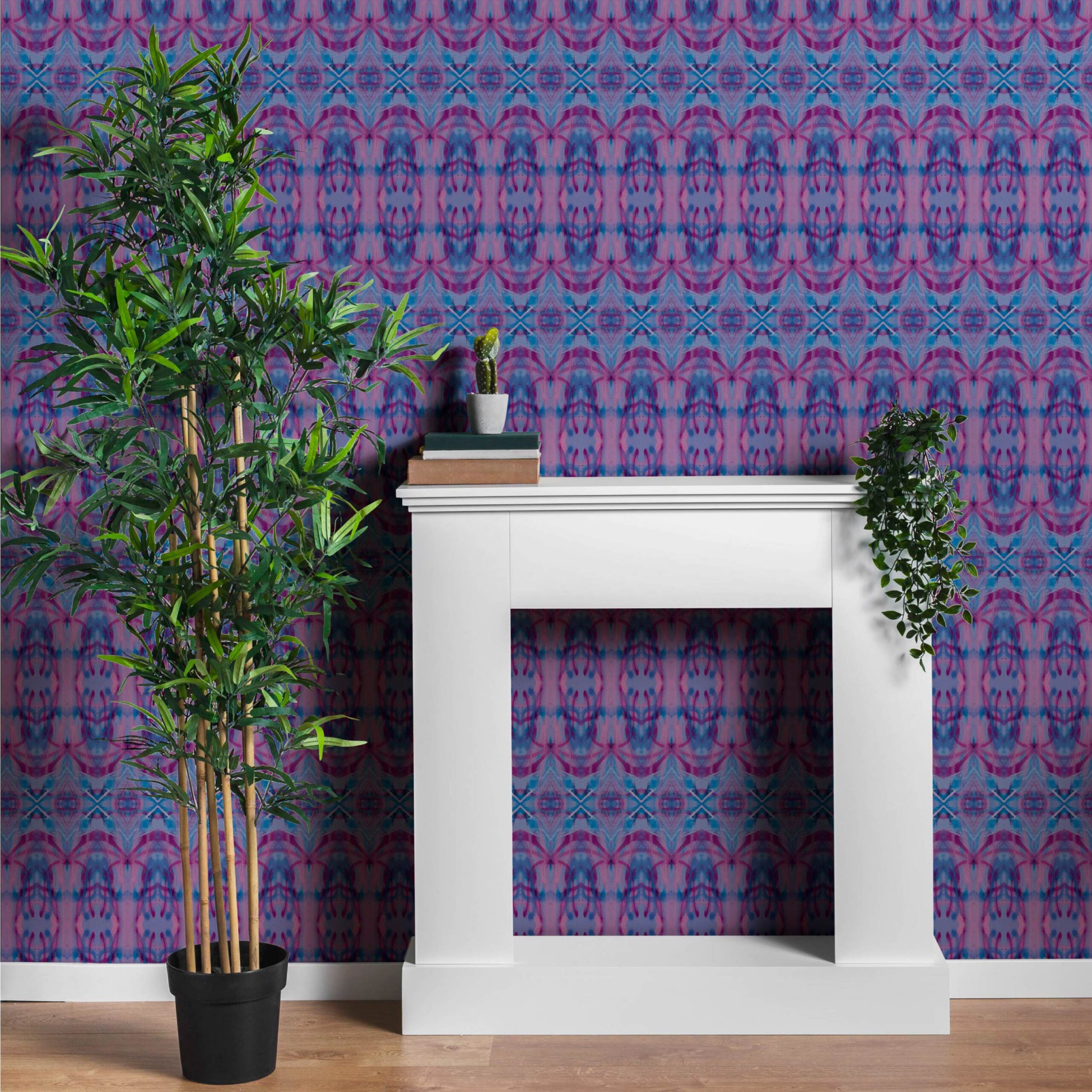 Baby Pink, Powder Blue, Grey and Fuchsia Wallpaper | Spraypainted Pattern | Candyfloss and Denim | - Image 2