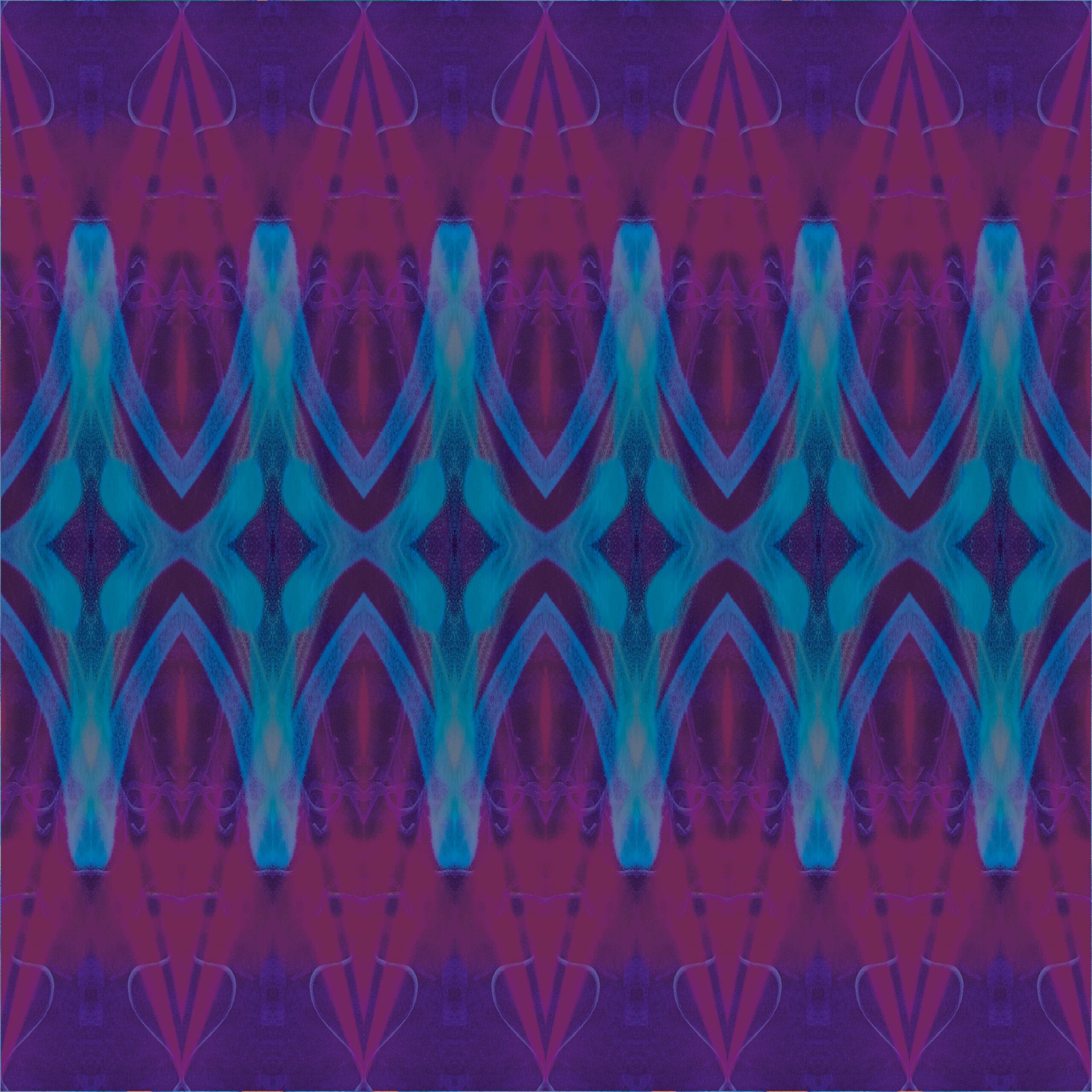 Mulberry, Aubergine and Faded Turquoise Wallpaper | Spray Painted Pattern | Ethereal Peaks