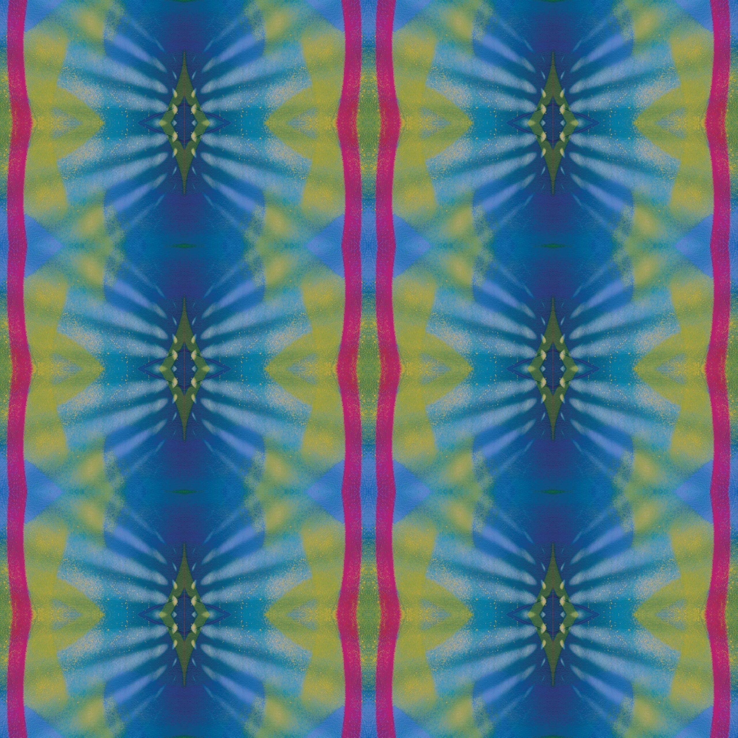 Sapphire Blue, Corn Yellow and Bold Pink Wallpaper | Vertical Stripe | Seeing Stars