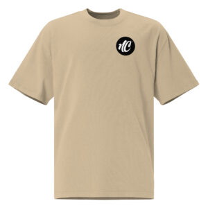 Candyfloss and Denim Back Printed. Oversized Faded Khaki T-Shirt