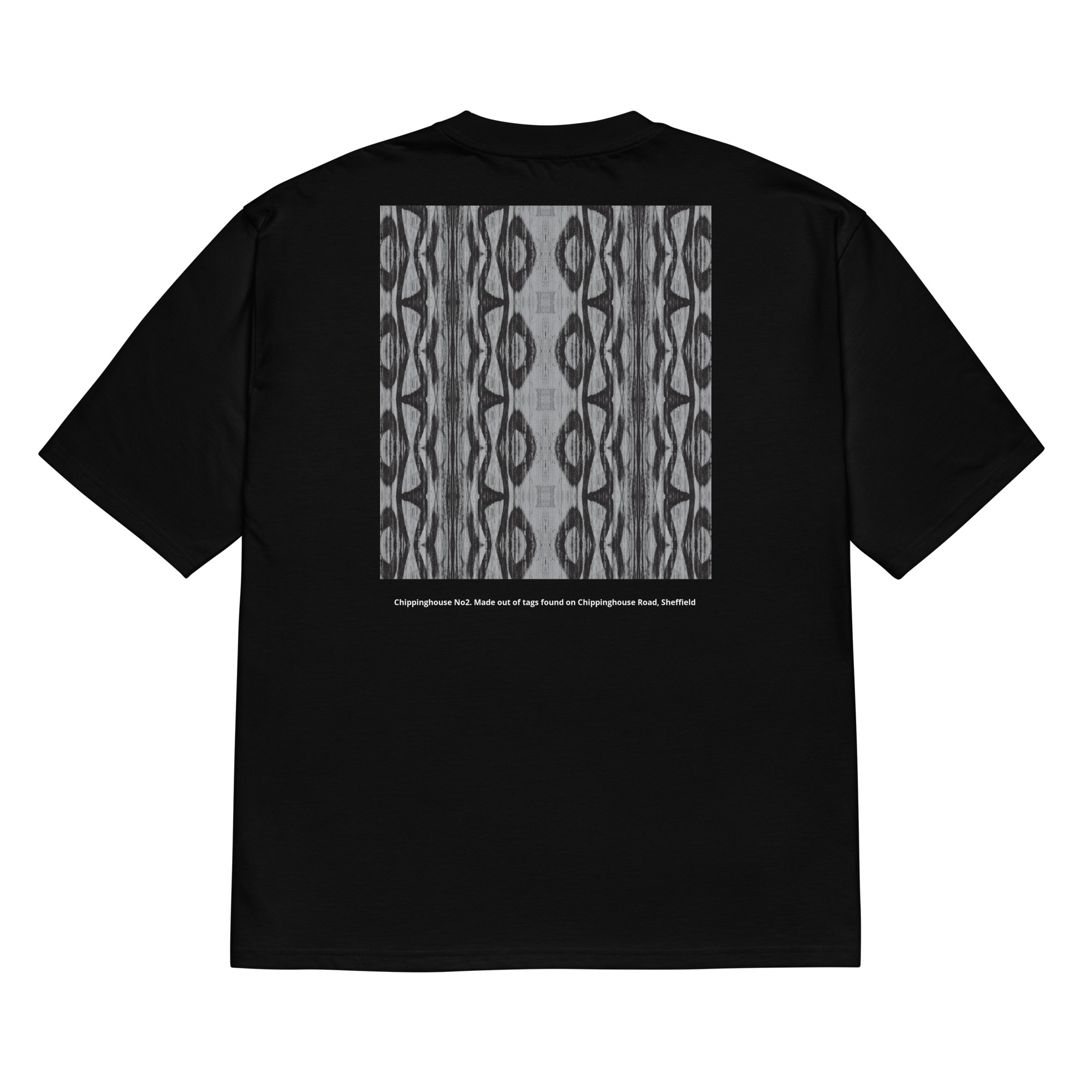 Chippinghouse No2 Back Printed Black Oversized Heavyweight T-Shirt - Image 2